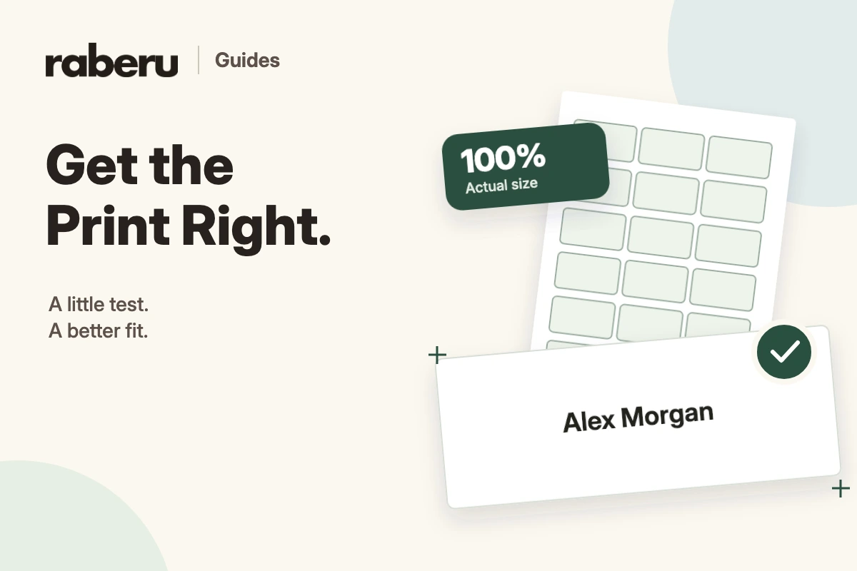 Get the Print Right: an outline sheet and an aligned label.