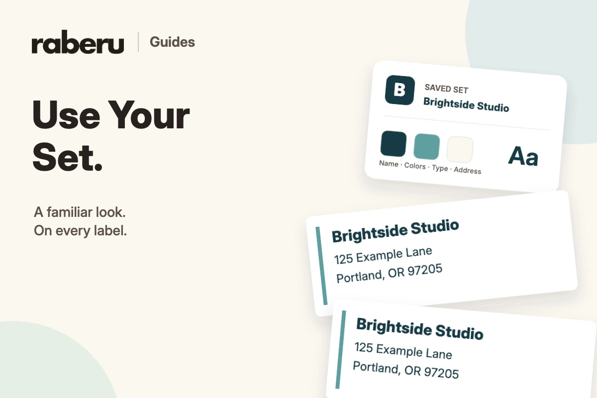 Use Your Set: matching labels share a saved name, colors, and style.